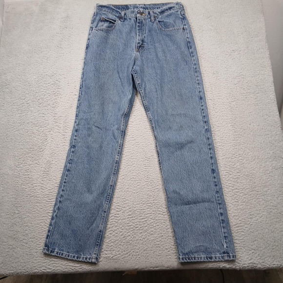 Wrangler Jeans Mens 32x34 Blue Denim Straight Leg Regular Fit 5-Pocket Zip Fly - Picture 1 of 7